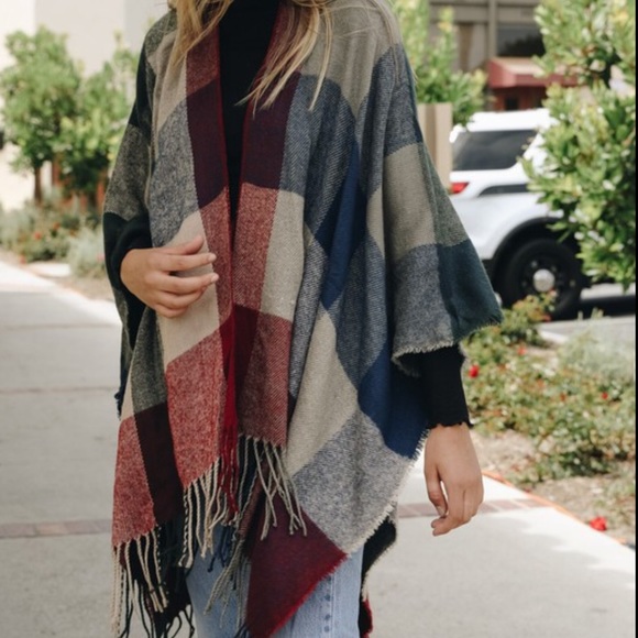 Checkered Ruana - Picture 2 of 6